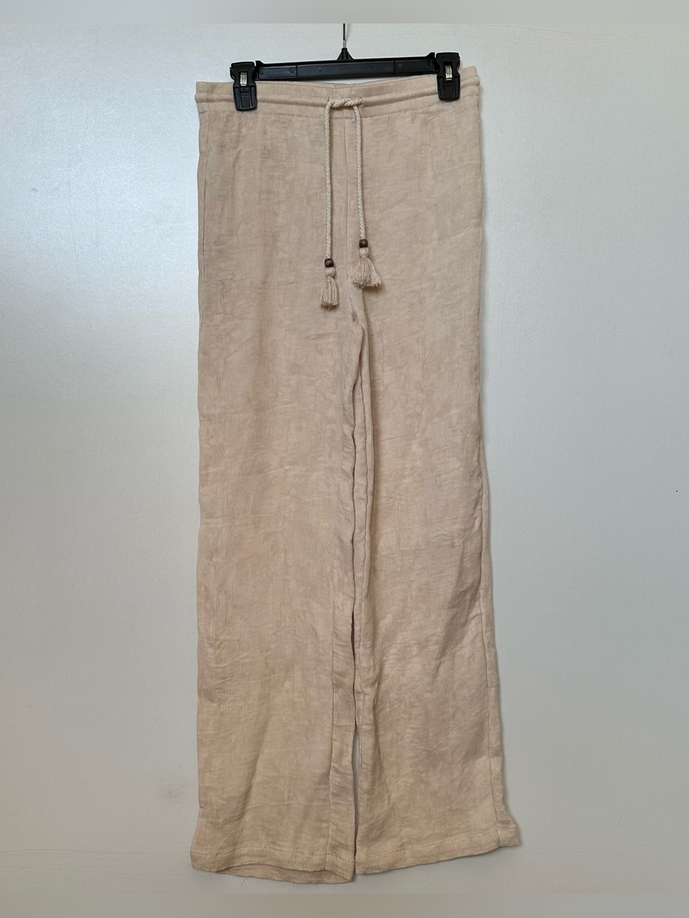 OLIVACEOUS Natural Beige Drawstring Wide-Leg Pants Size 4/6
